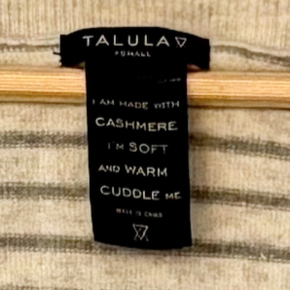 ARITZIA Talula Cashmere and Angora Blend Long Sweater Oatmeal Stripped Size S - Picture 3 of 3